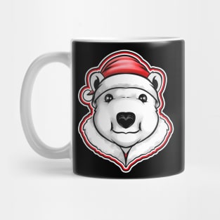Polar Bear With Santas Hat For Christmas Mug